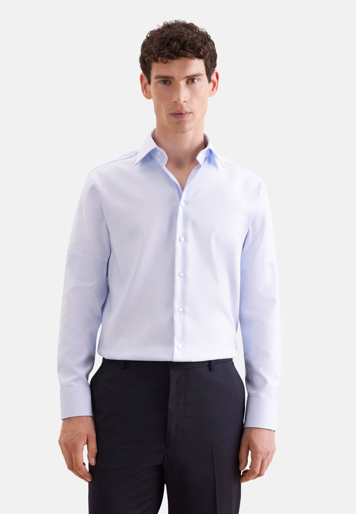 Seidensticker Regular Business Shirt Structure - Light Blue