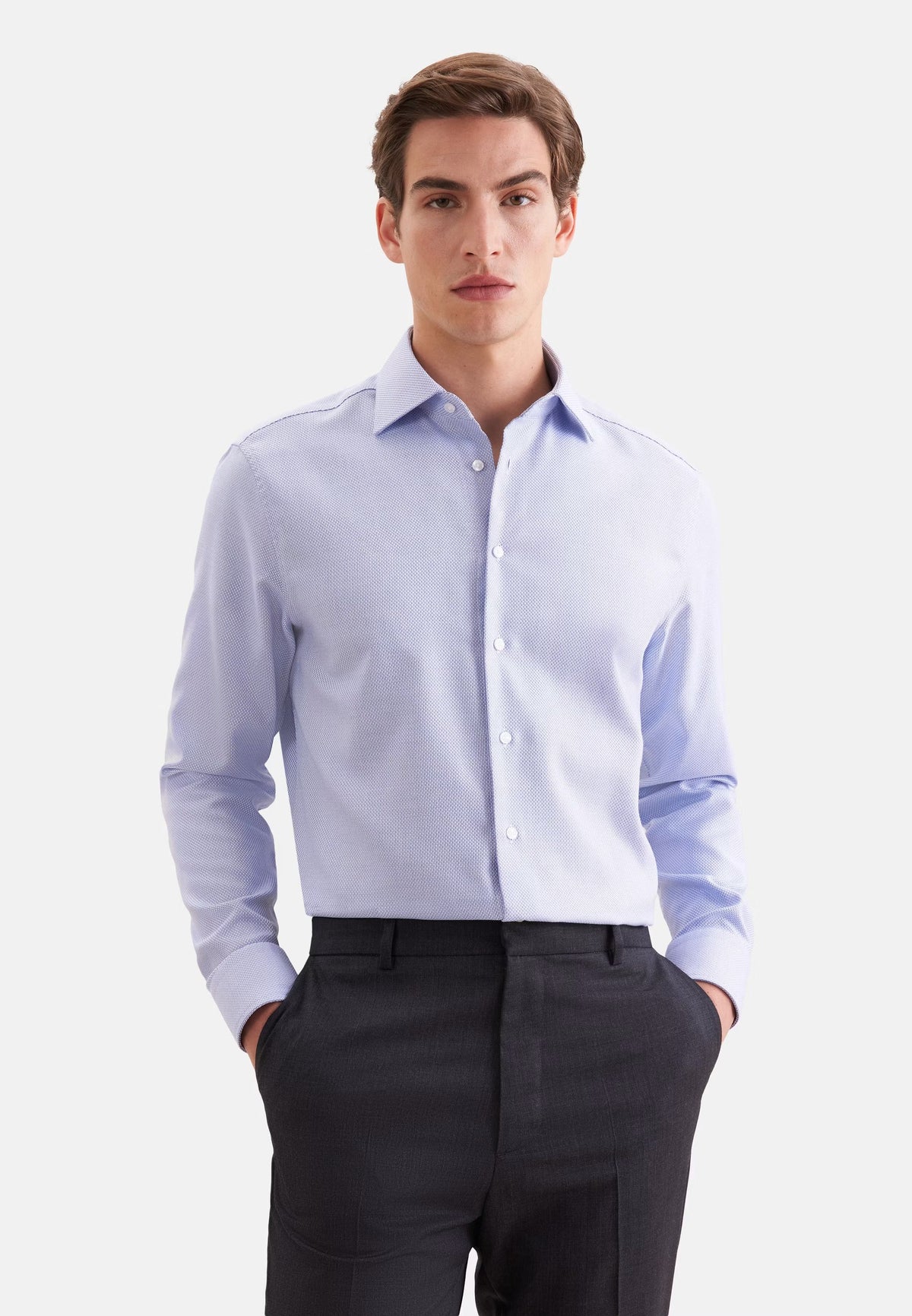 Seidensticker Regular Business Shirt Structure - Medium Blue