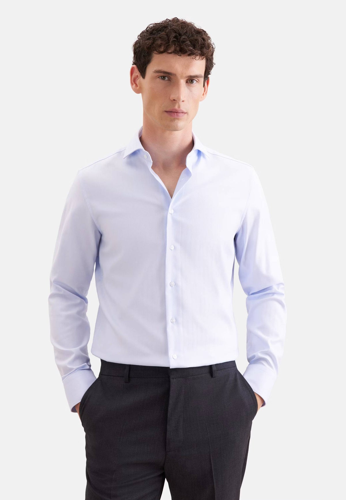 Seidensticker Slim Business Shirt Herringbone - Light Blue