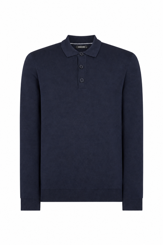 Remus Uomo Long Sleeve Polo - Navy
