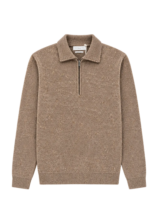 Daniele Fiesoli Lambswool Fleck Quarter-Zip Jumper – Beige