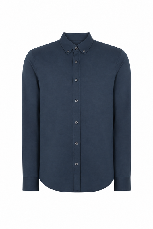 Remus Uomo Long Sleeve Stretch Shirt - Navy