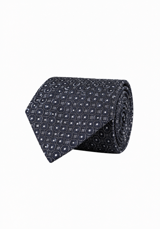 Amanda Christensen Silk Medallion Pattern Tie - Grey