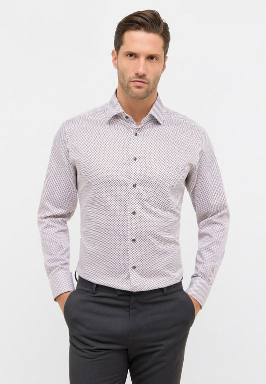 MODERN FIT Shirt in brown printed