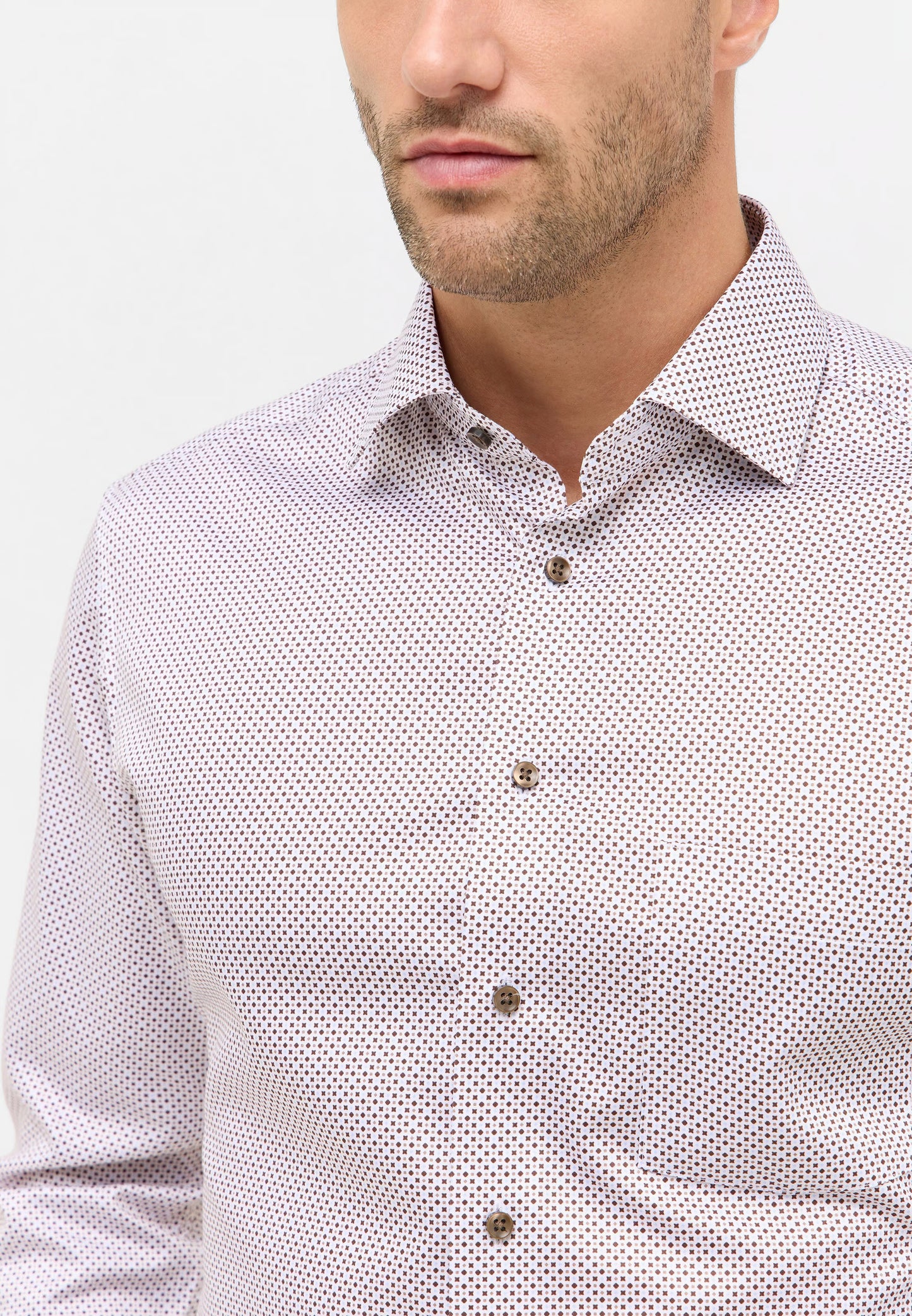 MODERN FIT Shirt in brown printed