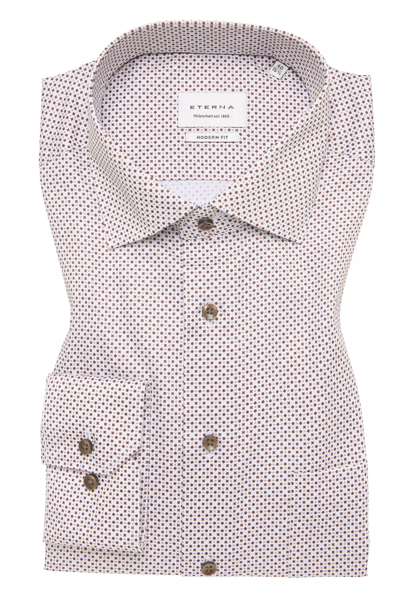 MODERN FIT Shirt in brown printed