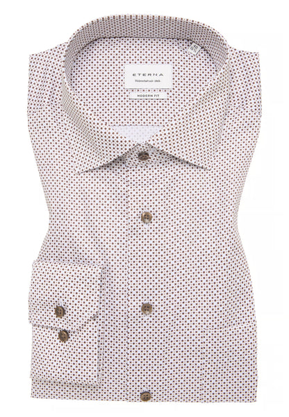 MODERN FIT Shirt in brown printed