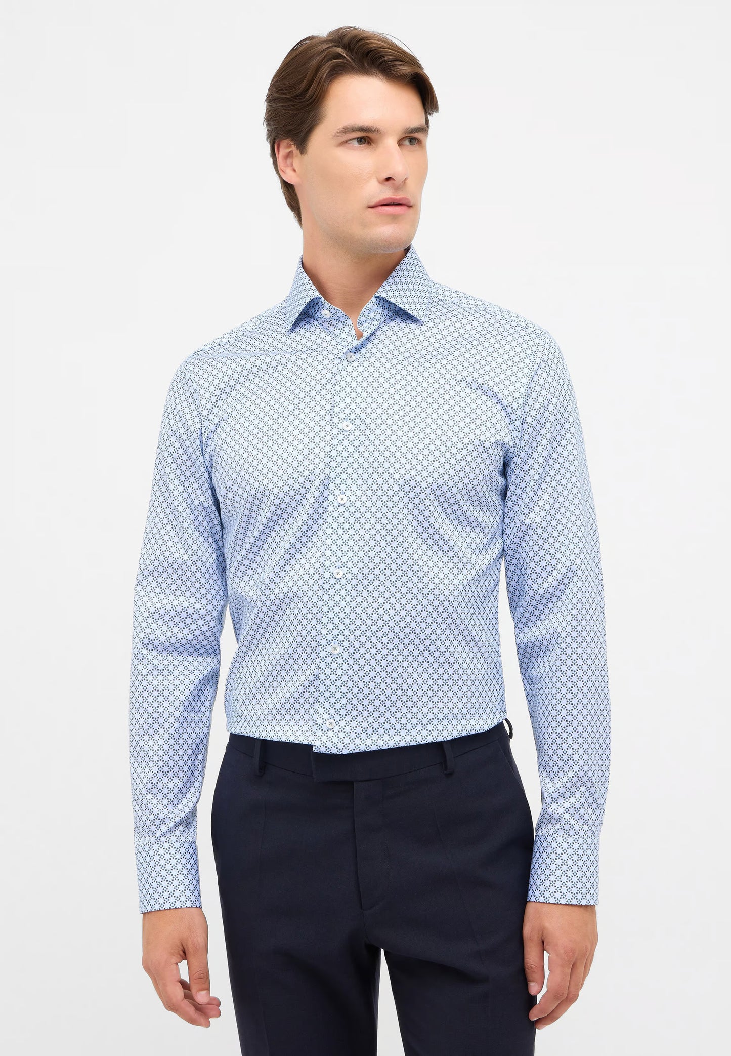 MODERN FIT Shirt in sky blue printed