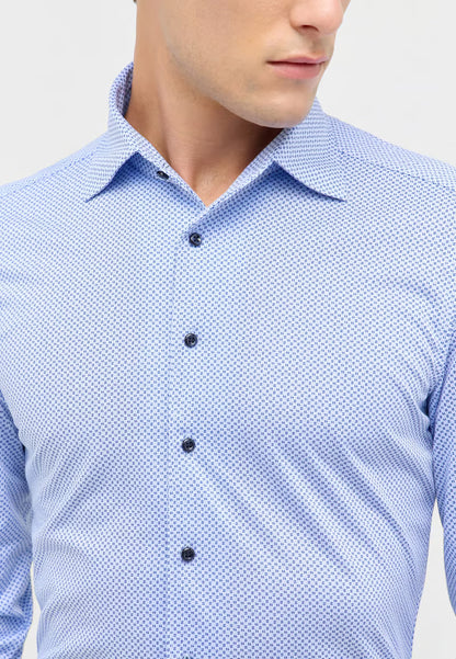 Modern Fitted Japanese Knitted in royal blue printed