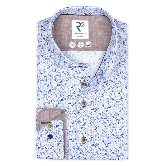 R2 Geometric print cotton shirt