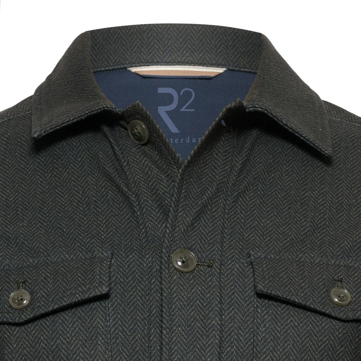 R2 Amsterdam Herringbone Overshirt – Green