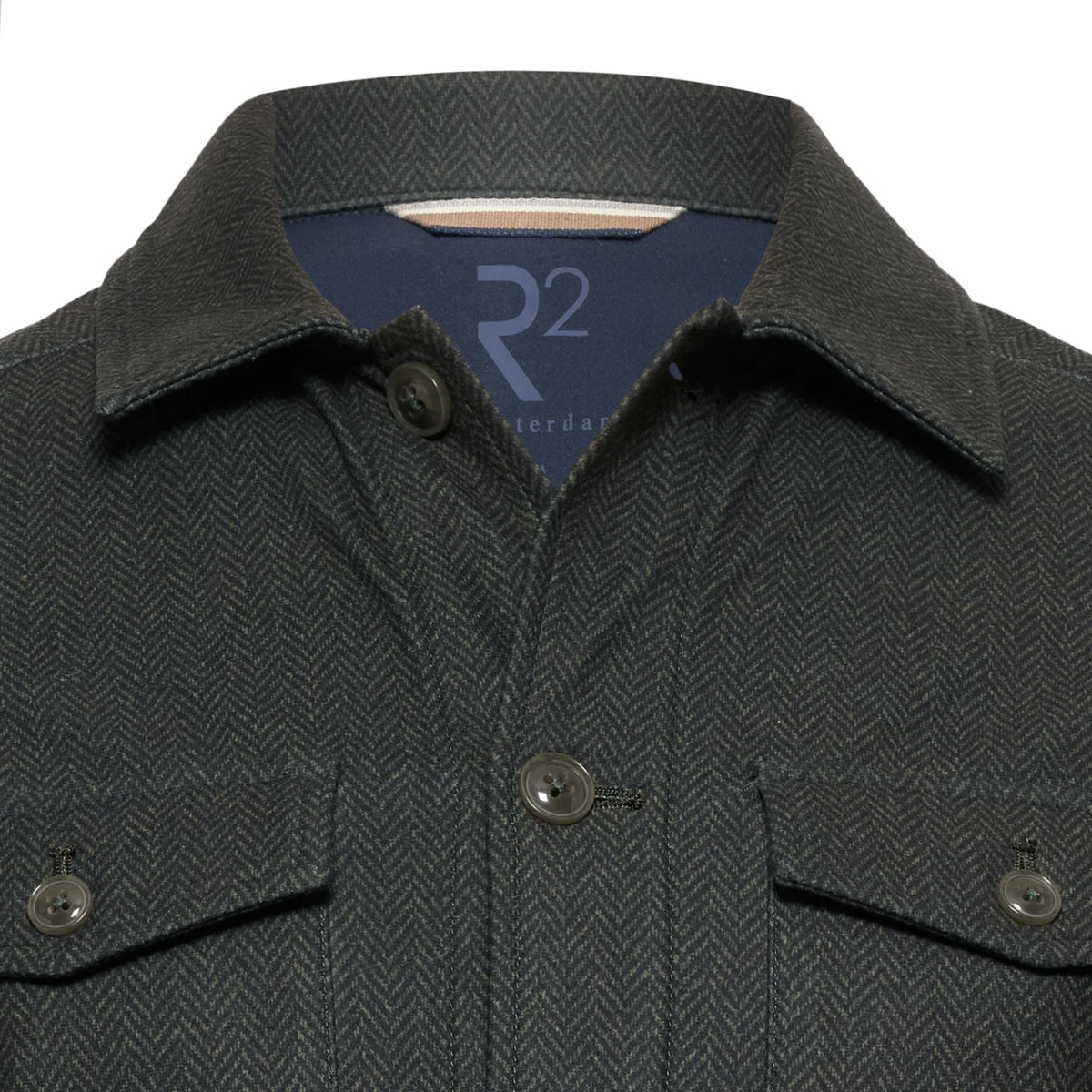R2 Amsterdam Herringbone Overshirt – Green