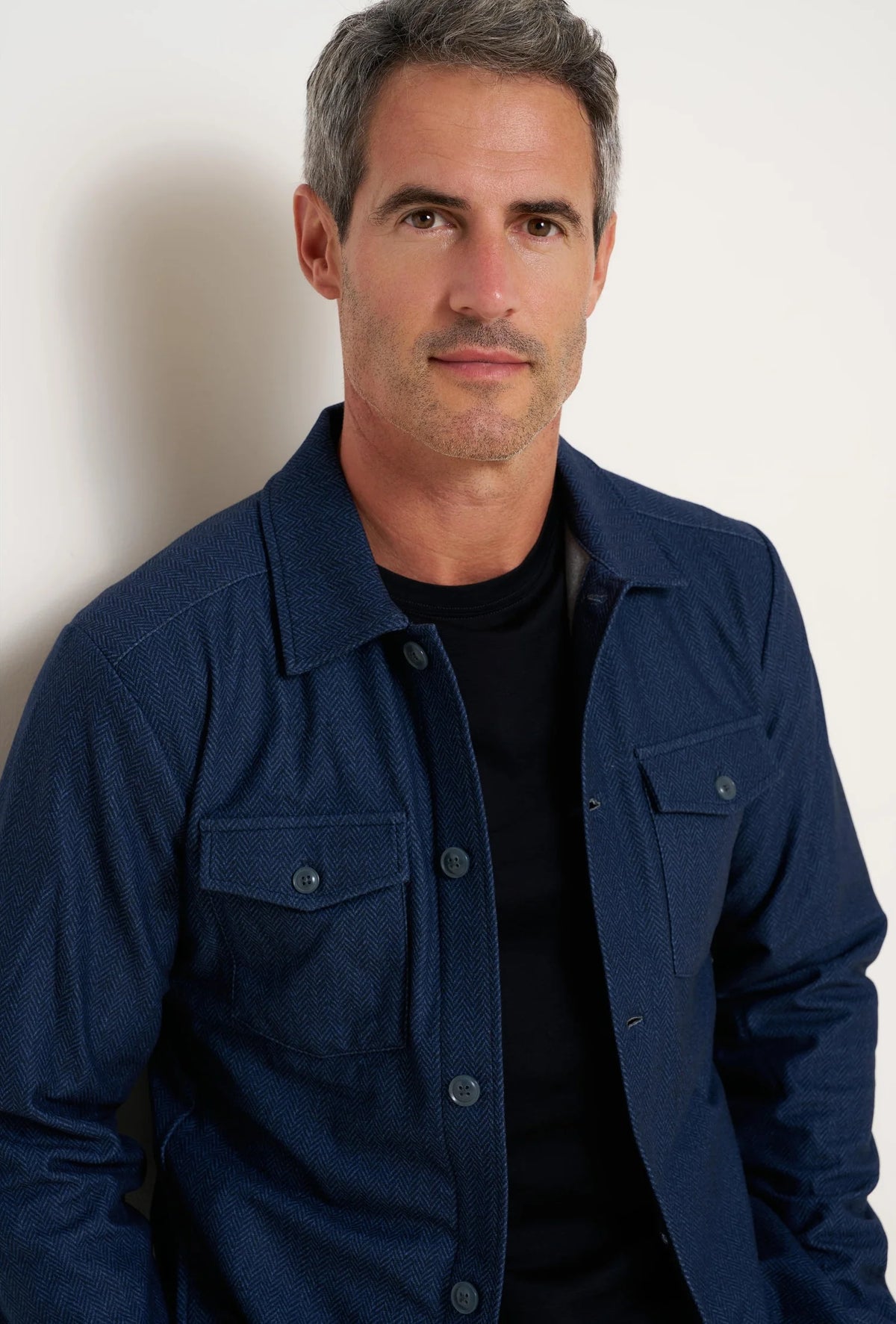 R2 Amsterdam Herringbone Overshirt – Navy