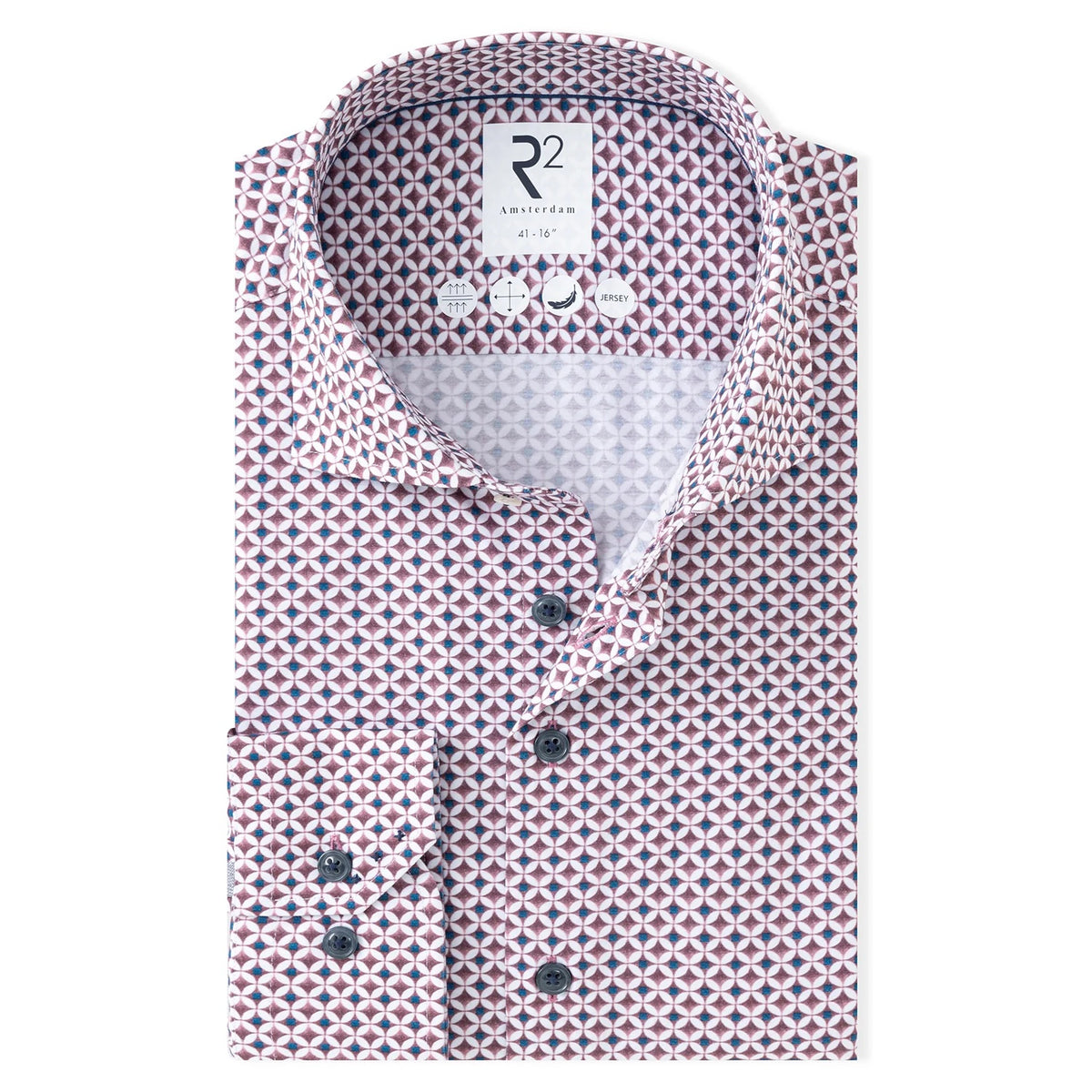 R2 Amsterdam Printed Single Technical Knit Shirt – Mauve