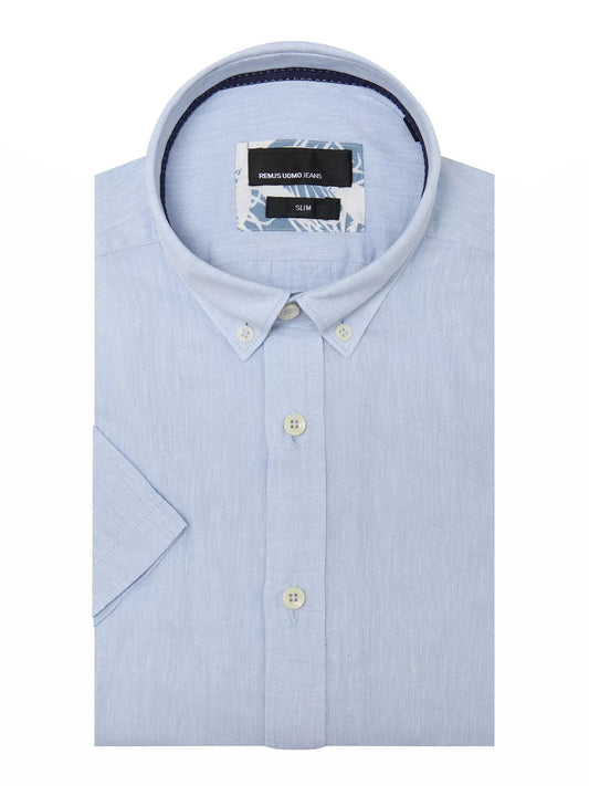 Remus Uomo Ashton Slim Short-sleeved Linen Shirt