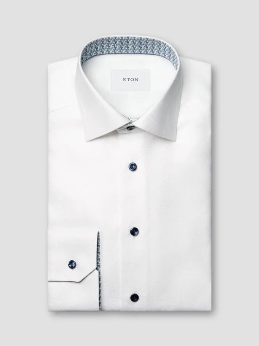 Geometric Effect Textured Twill Shirt