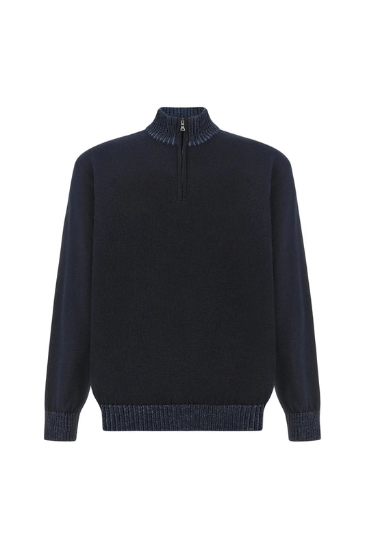 Paul & Shark Soft Cool Touch Virgin Wool Half-Zip Jumper – Navy
