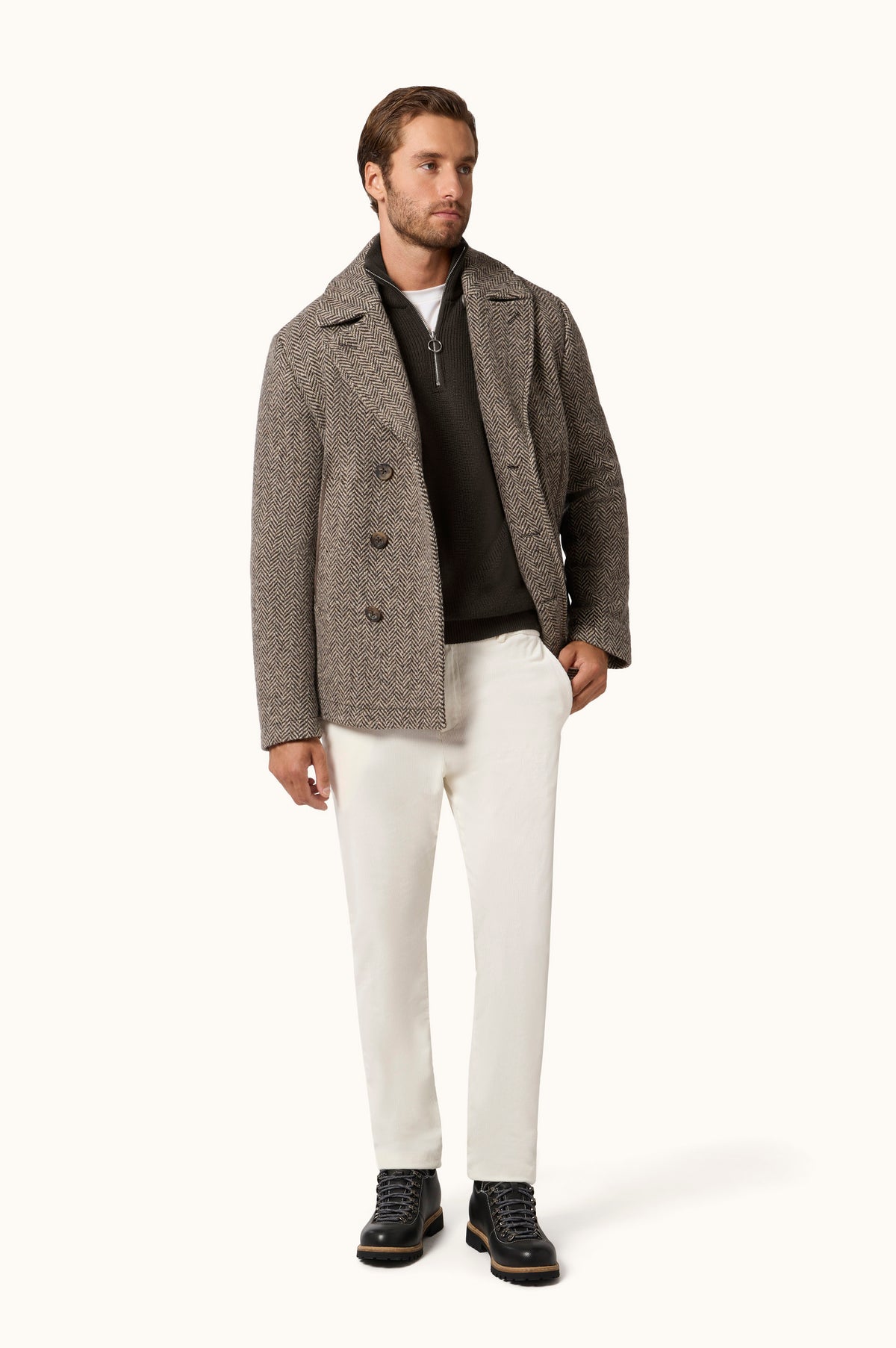 Paul & Shark Tech Wool Half Zip Sweater - Brown