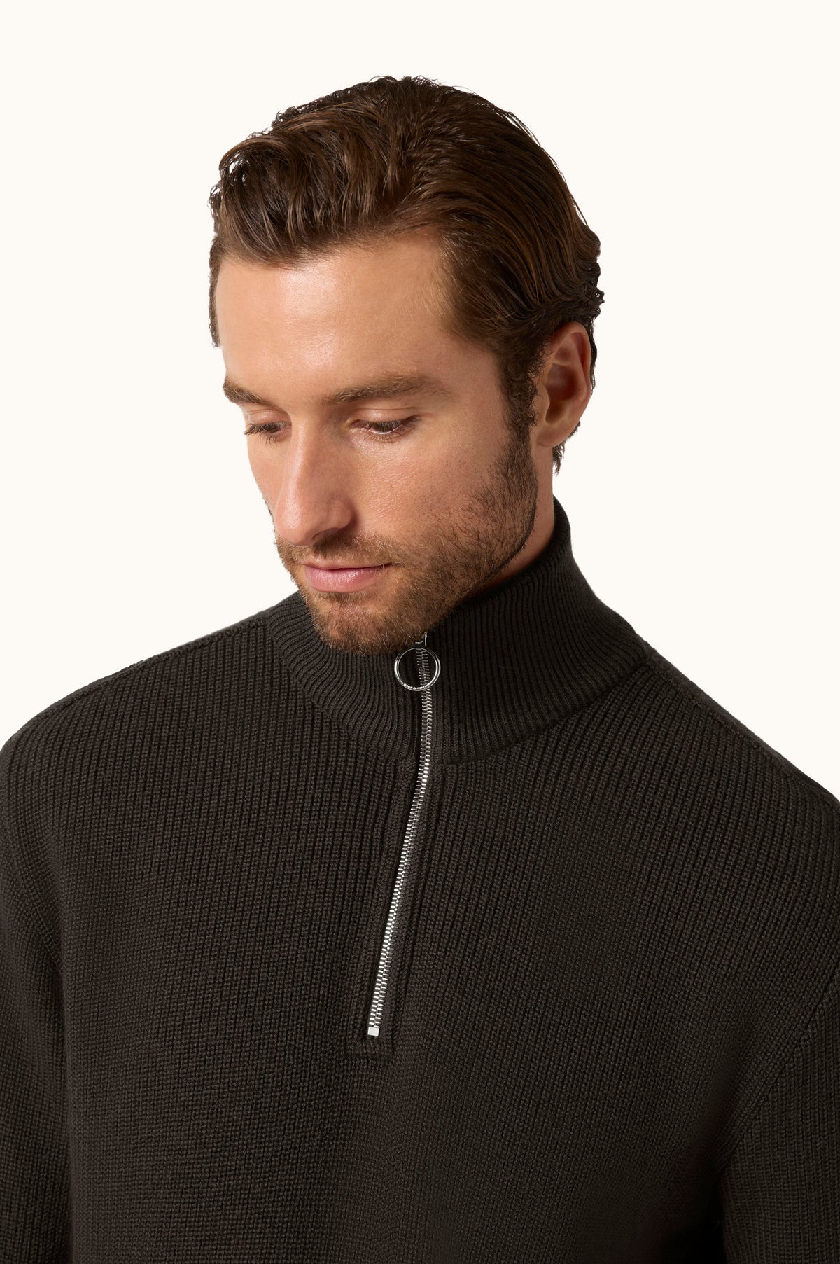 Paul & Shark Tech Wool Half Zip Sweater - Brown