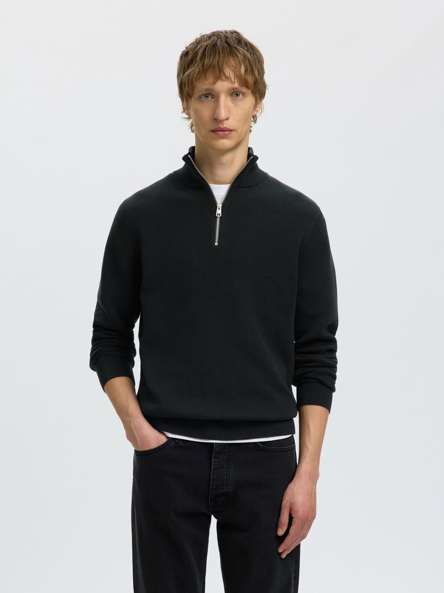 Selected Homme Half-zip Jumper - Black