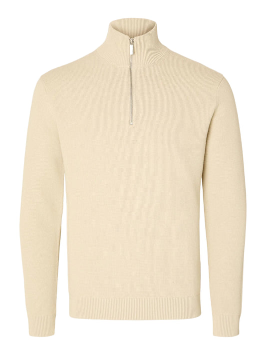 Selected Homme Half-Zip Jumper - Oatmeal