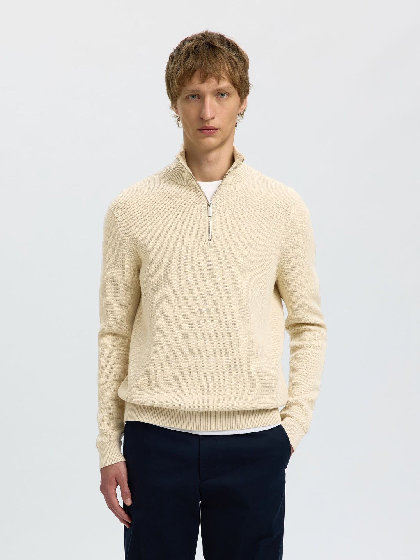 Selected Homme Half-Zip Jumper - Oatmeal