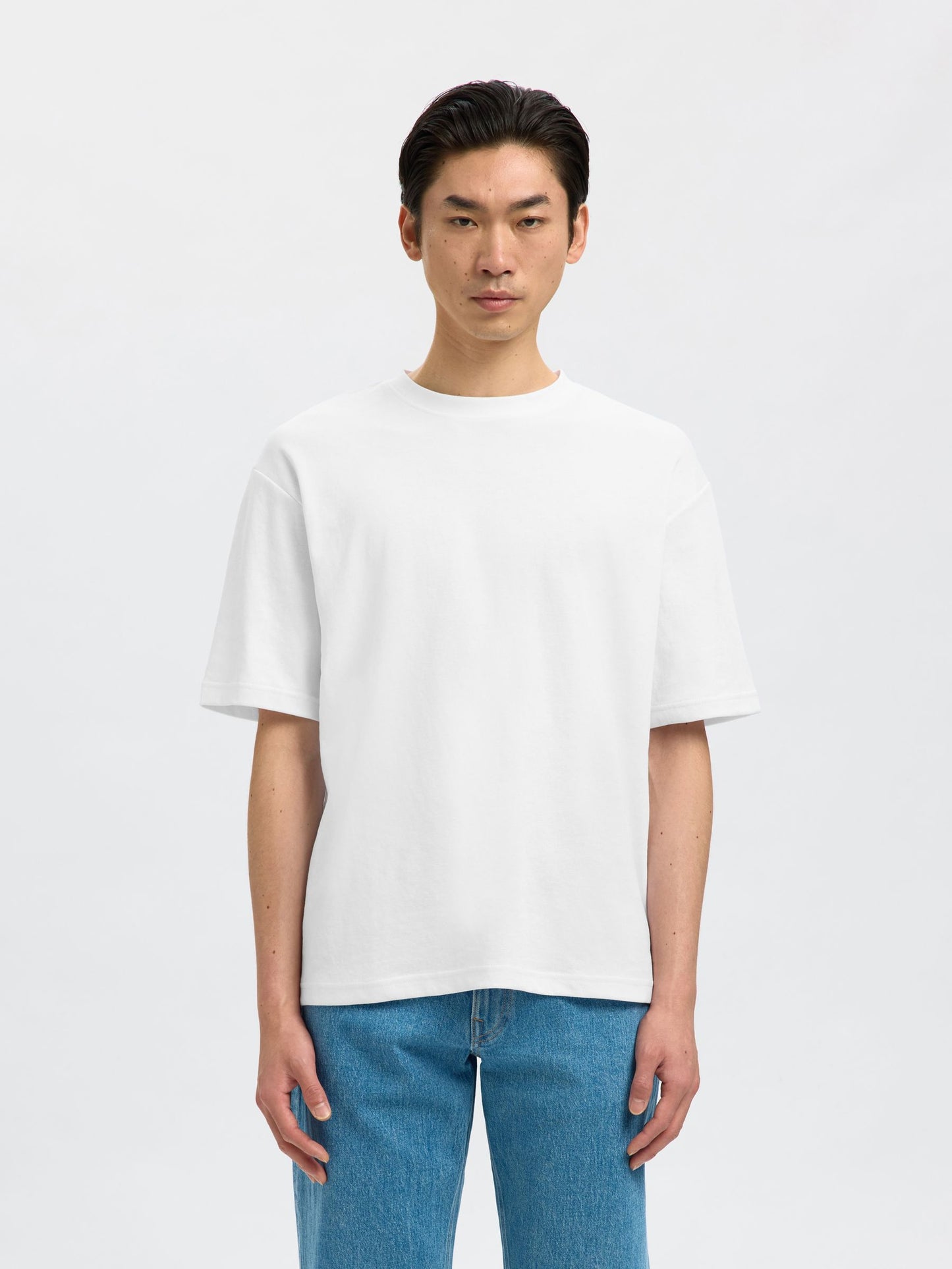 Selected Homme Losse Fit Oscar T-shirt - White