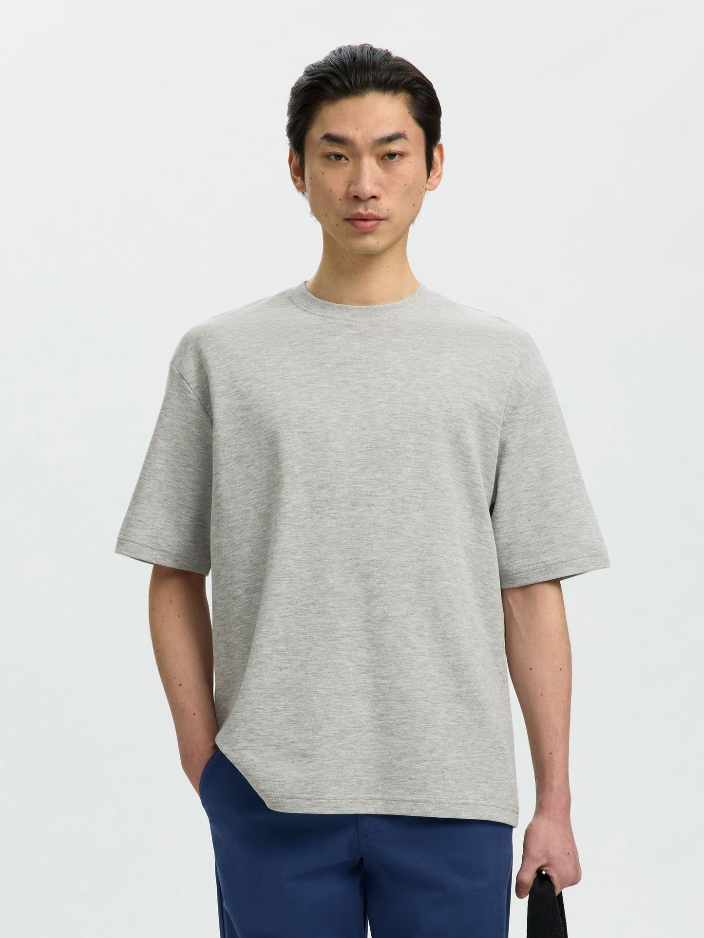 Selected Homme Loose Fit Oscar T-shirt - Light Grey