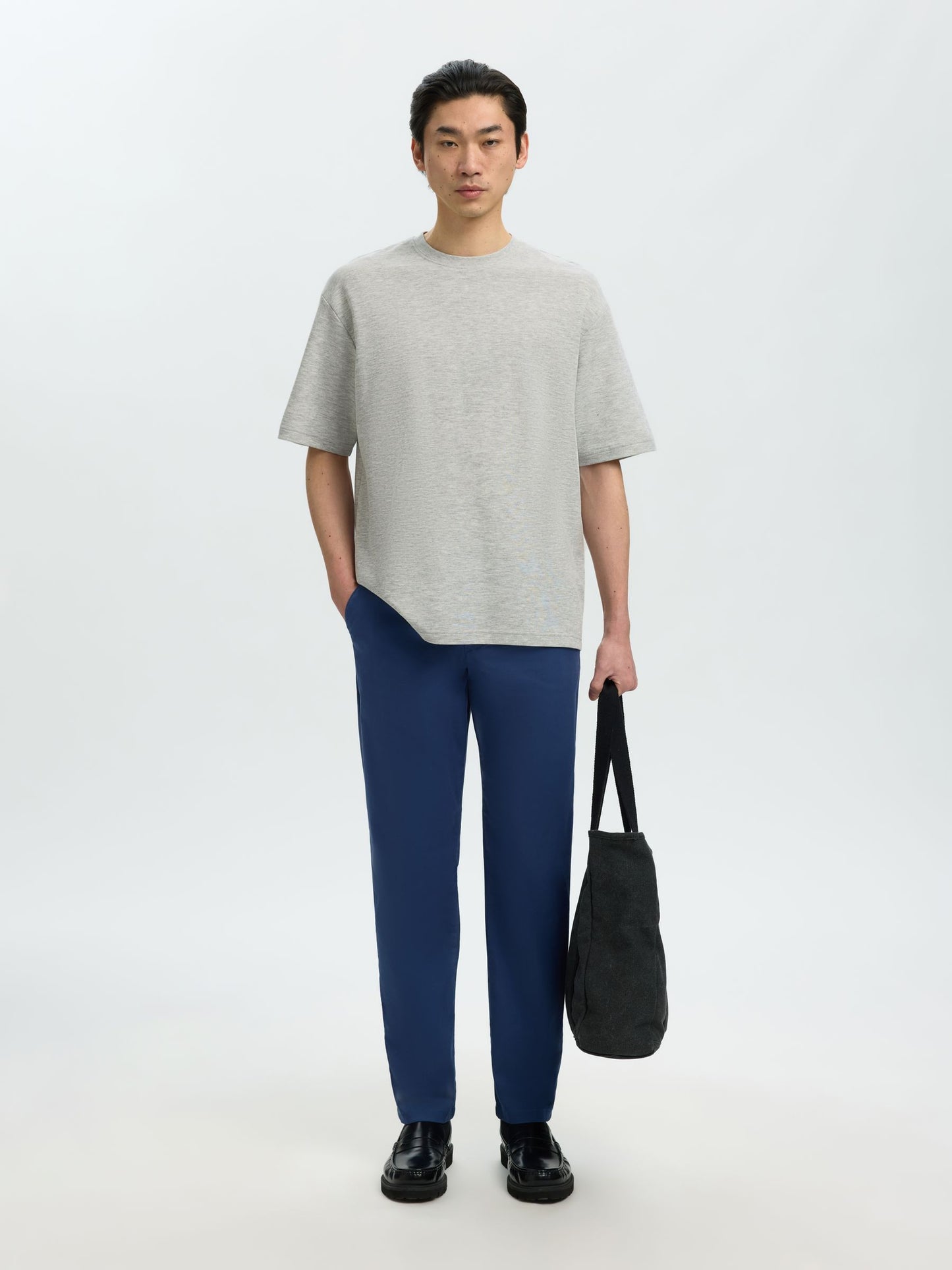 Selected Homme Loose Fit Oscar T-shirt - Light Grey
