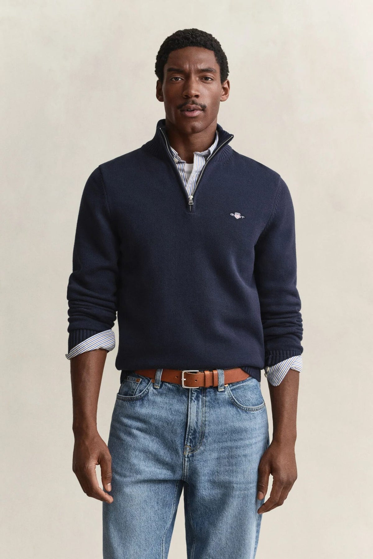 GANT Classic Cotton Half-Zip Sweater – Navy