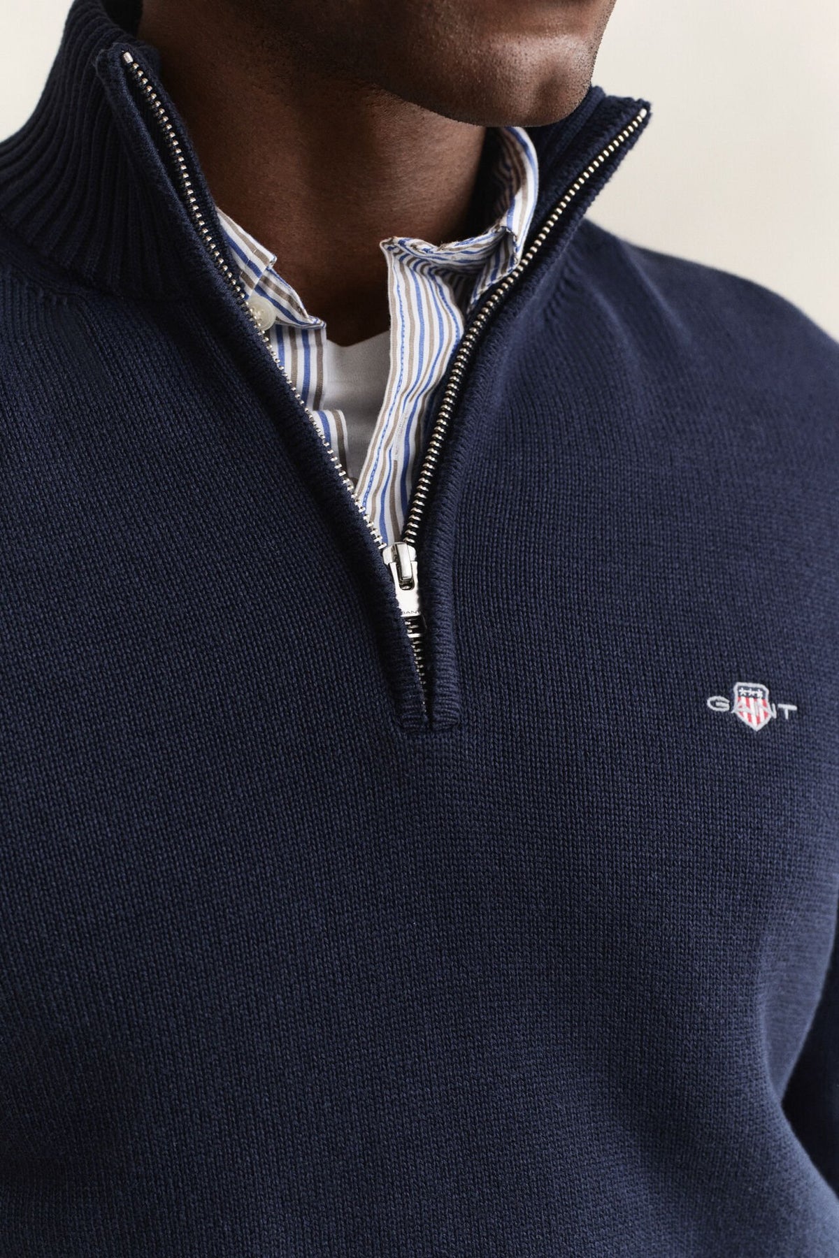 GANT Classic Cotton Half-Zip Sweater – Navy