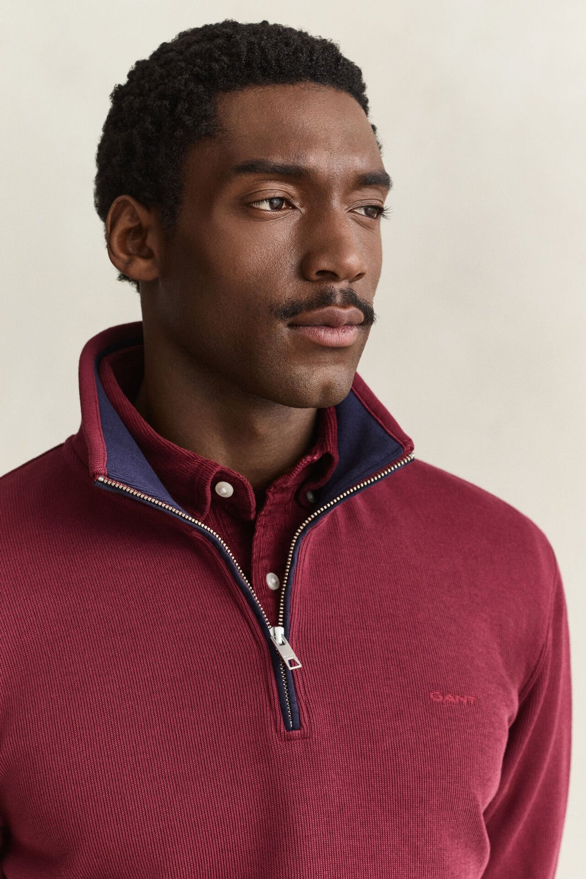 Gant Sacker Rib Half-Zip Sweatshirt – Deep Grape Wine