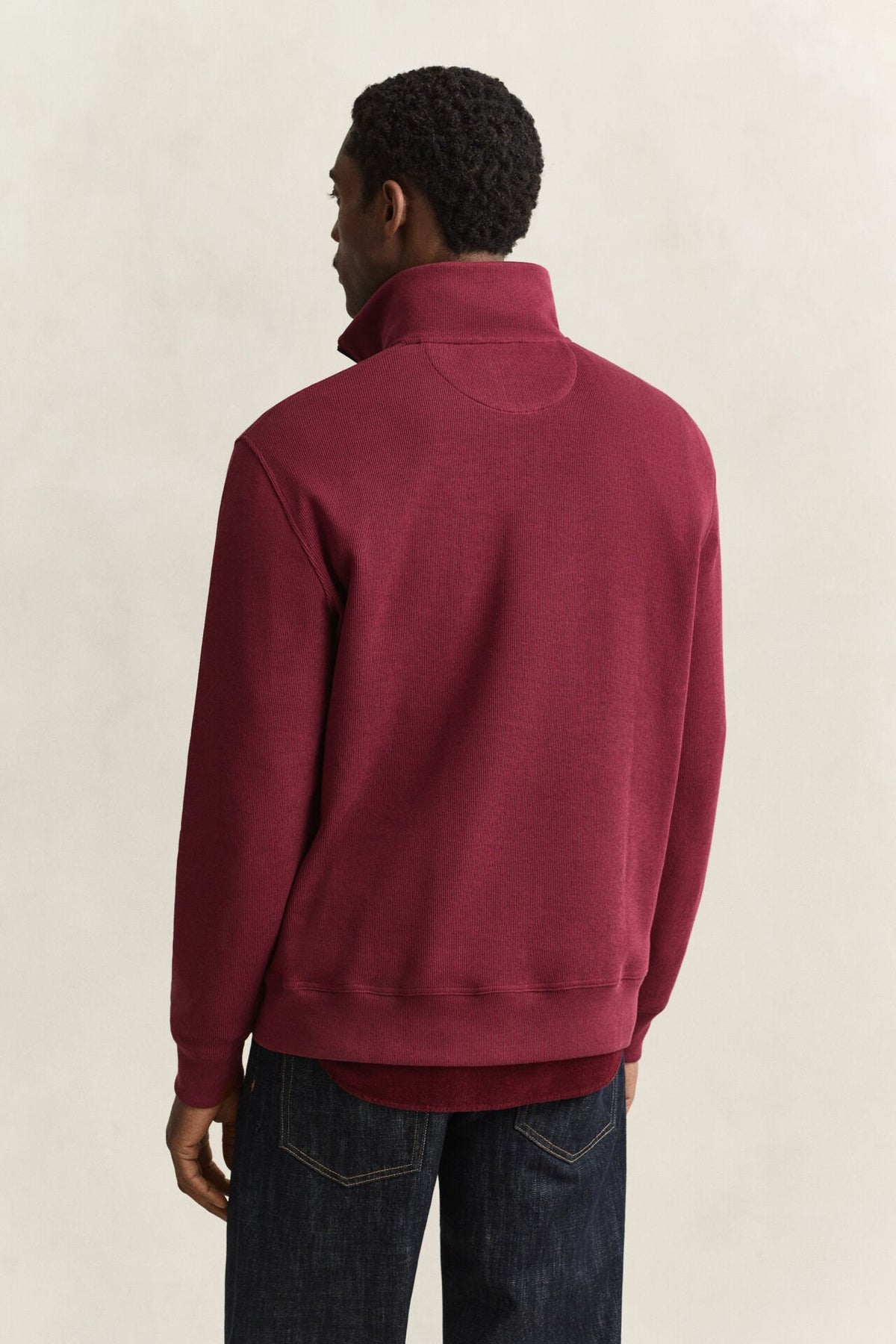 Gant Sacker Rib Half-Zip Sweatshirt – Deep Grape Wine