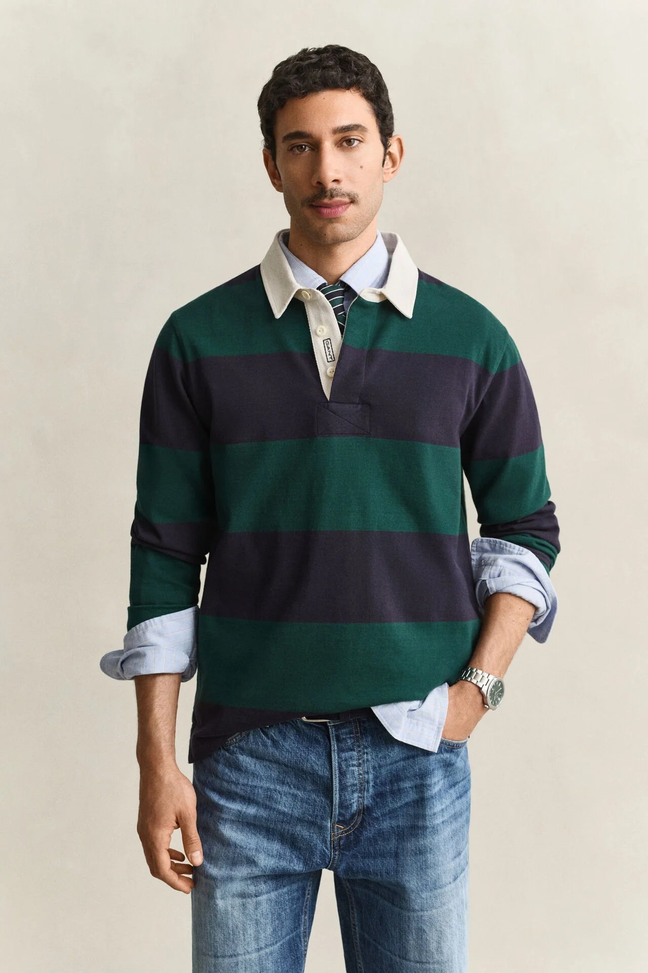 GANT Striped Heavy Rugger – Dark Emerald