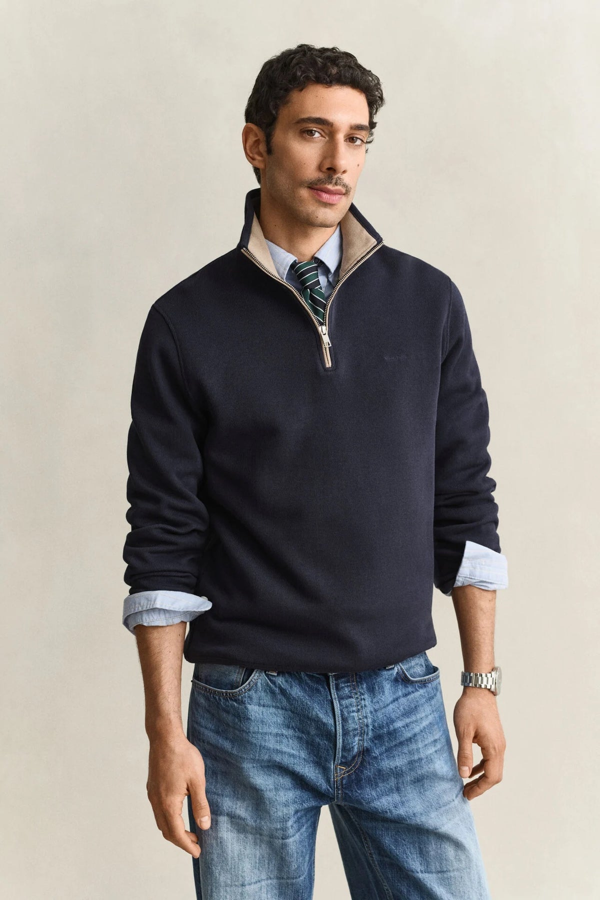 GANT Sacker Rib Half-Zip Sweatshirt – Evening Blue