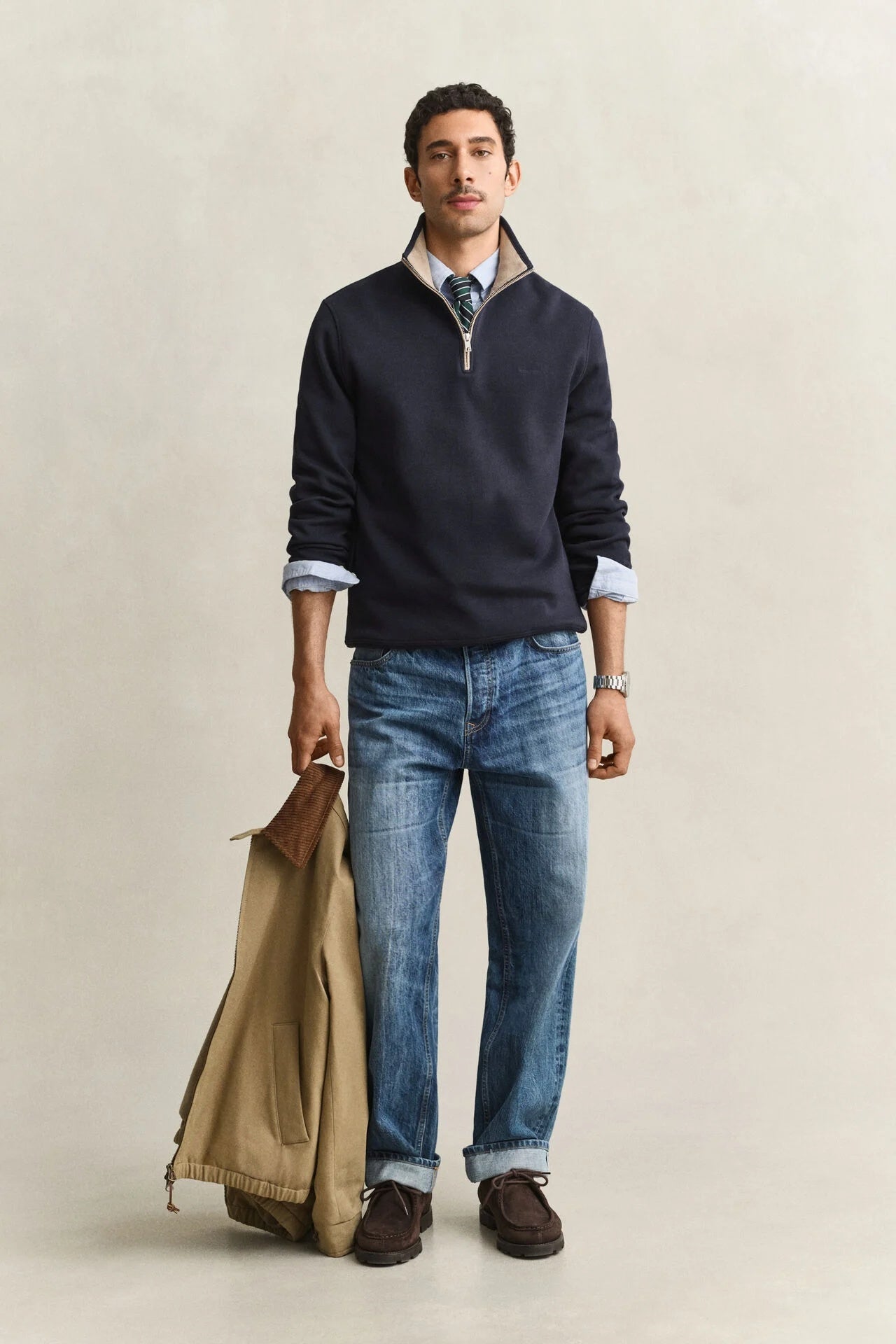 GANT Sacker Rib Half-Zip Sweatshirt – Evening Blue