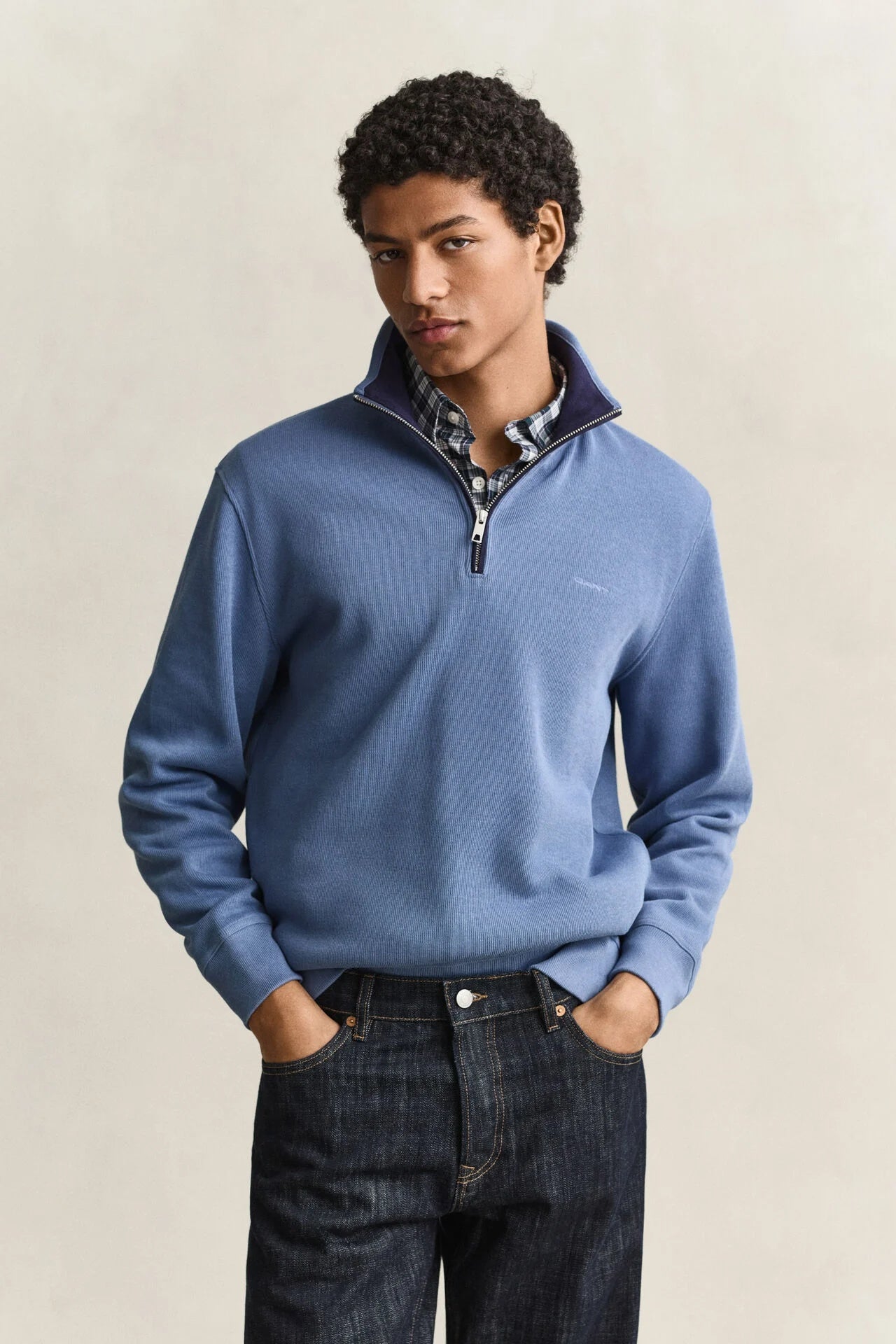 GANT Sacker Rib Half-Zip Sweatshirt – Blue Horizon