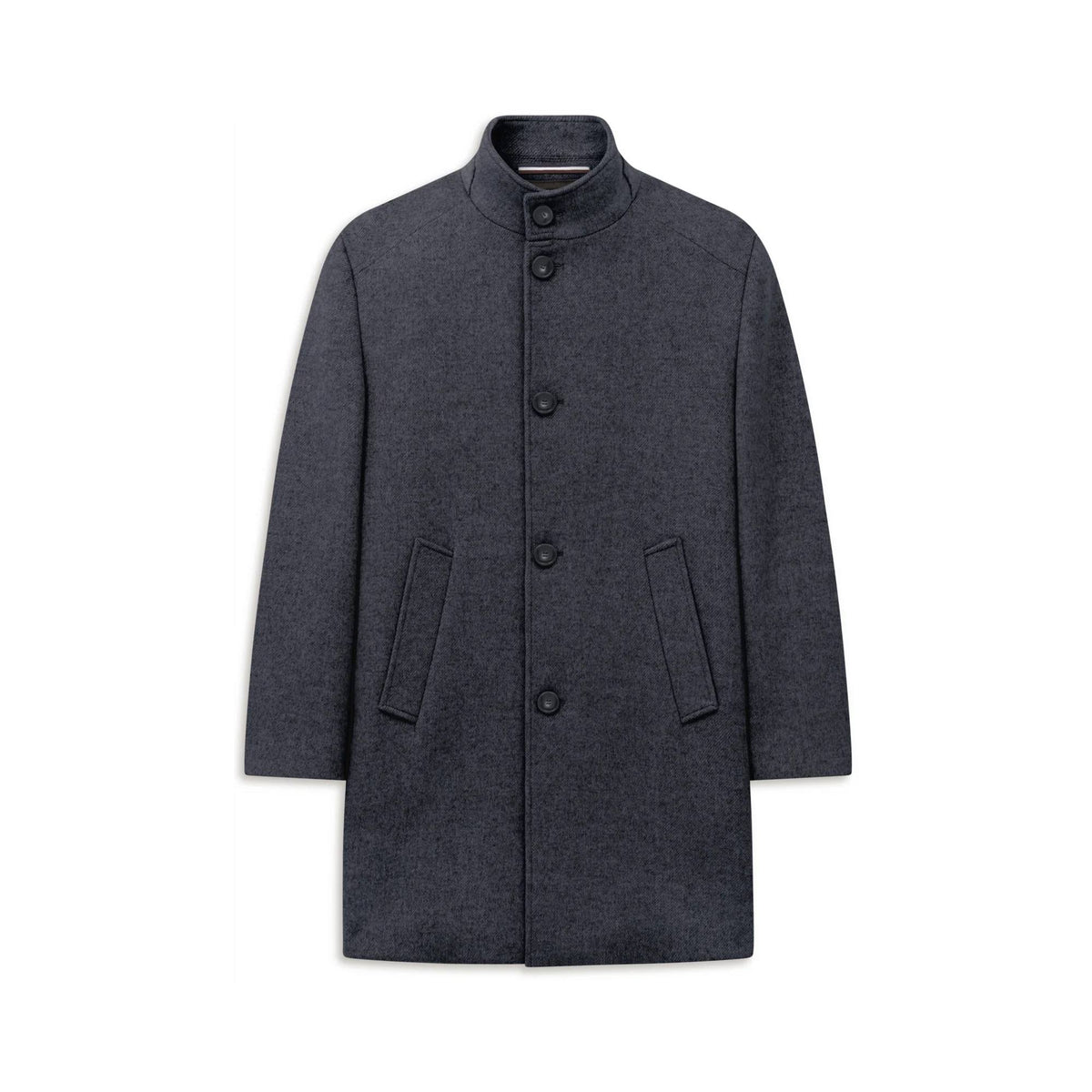 Bugatti Wool-Blend Stand Collar Overcoat - Navy