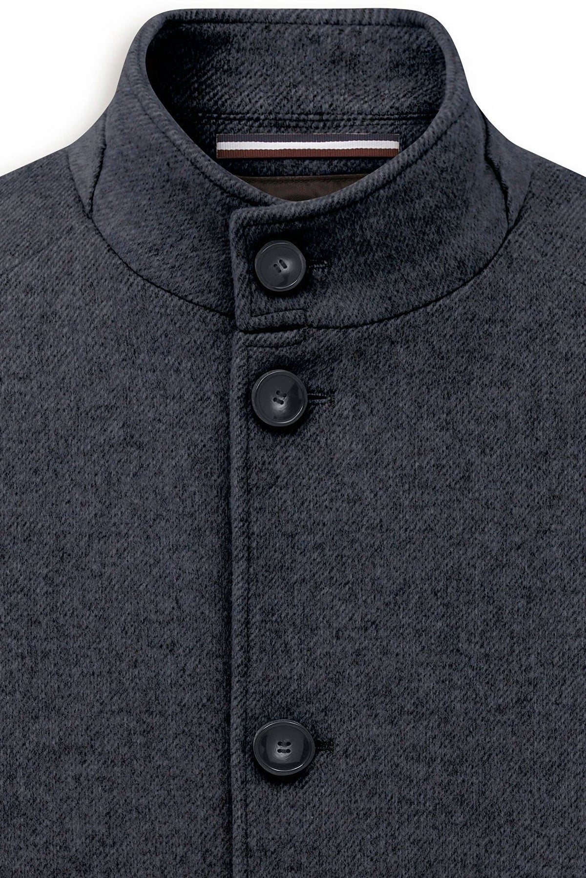 Bugatti Wool-Blend Stand Collar Overcoat - Navy