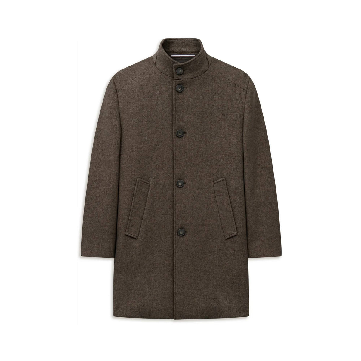 Bugatti Wool-Blend Stand Collar Overcoat - Brown