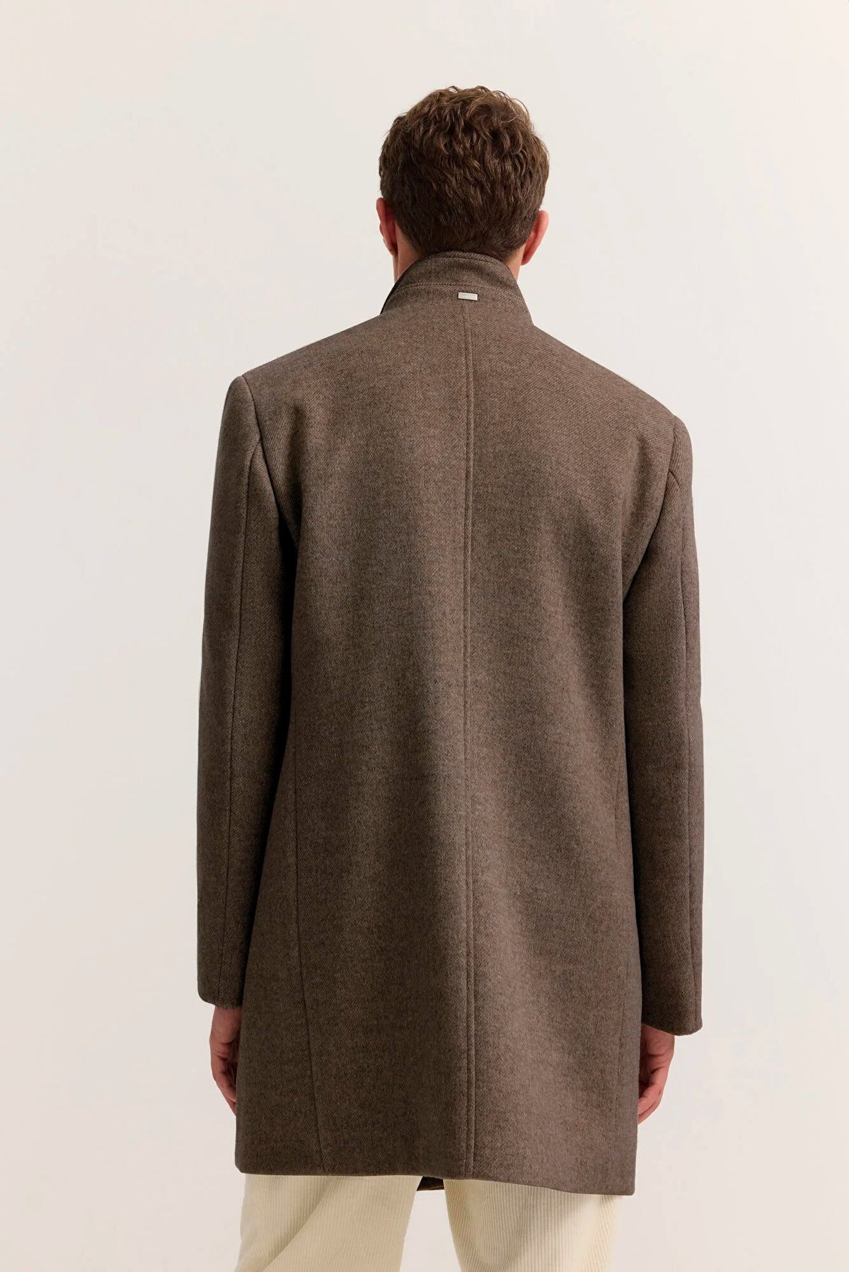 Bugatti Wool-Blend Stand Collar Overcoat - Brown