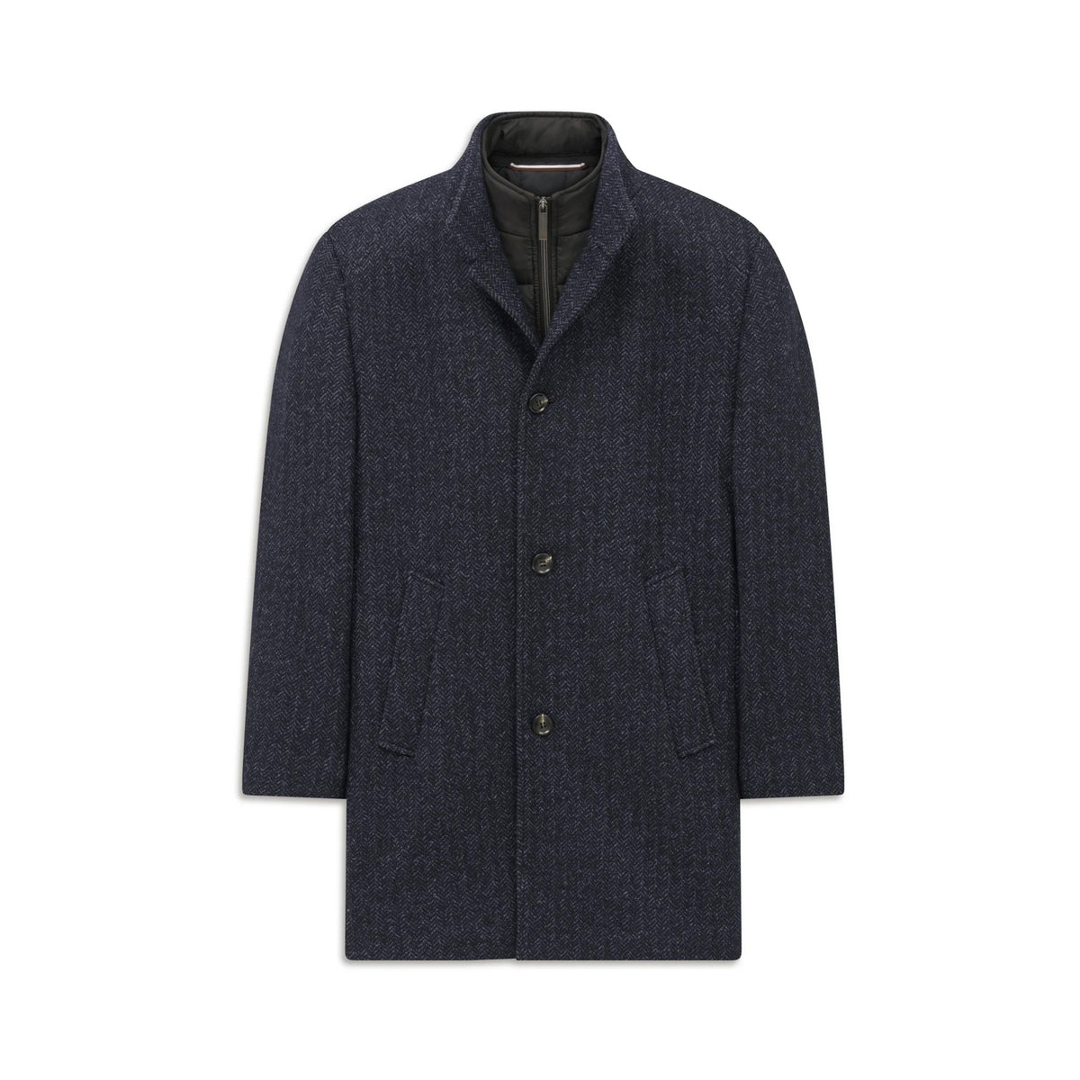 Bugatti Herringbone Overcoat – Navy