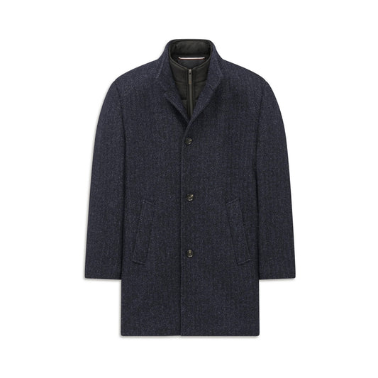Bugatti Herringbone Overcoat – Navy