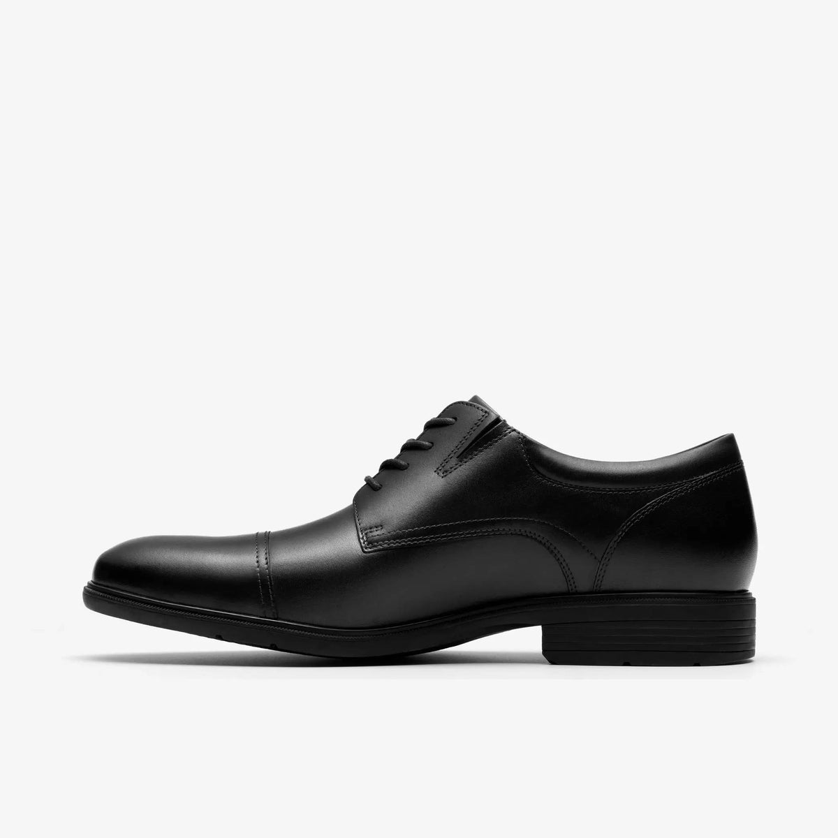 Clarks Steadwell Cap Leather Shoe - Black