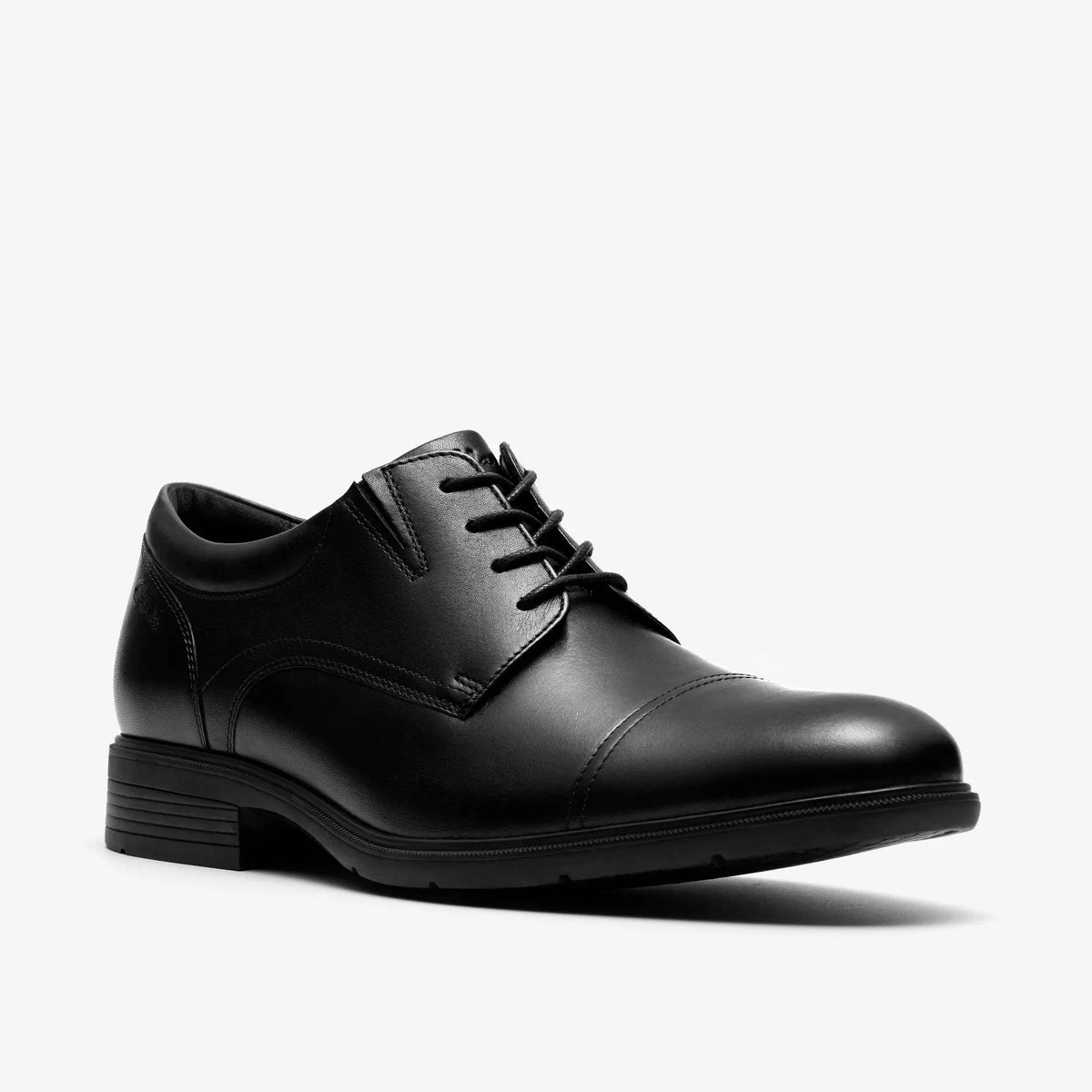 Clarks Steadwell Cap Leather Shoe - Black