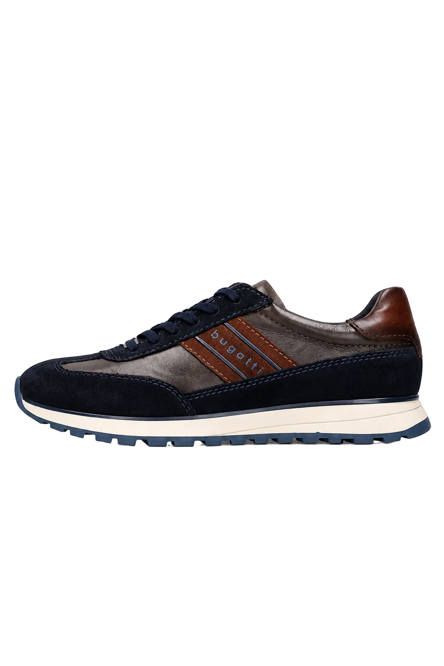 Bugatti Mens Navy Lace Up Leather Trainer