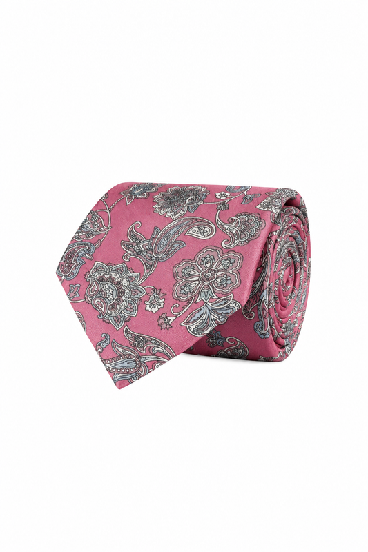 Amanda Christensen Classic Floral Silk Tie - Pink