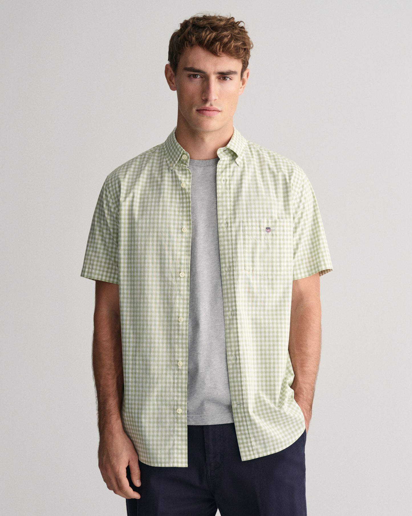 Gant Regular Fit Gingham Poplin Short Sleeve Shirt