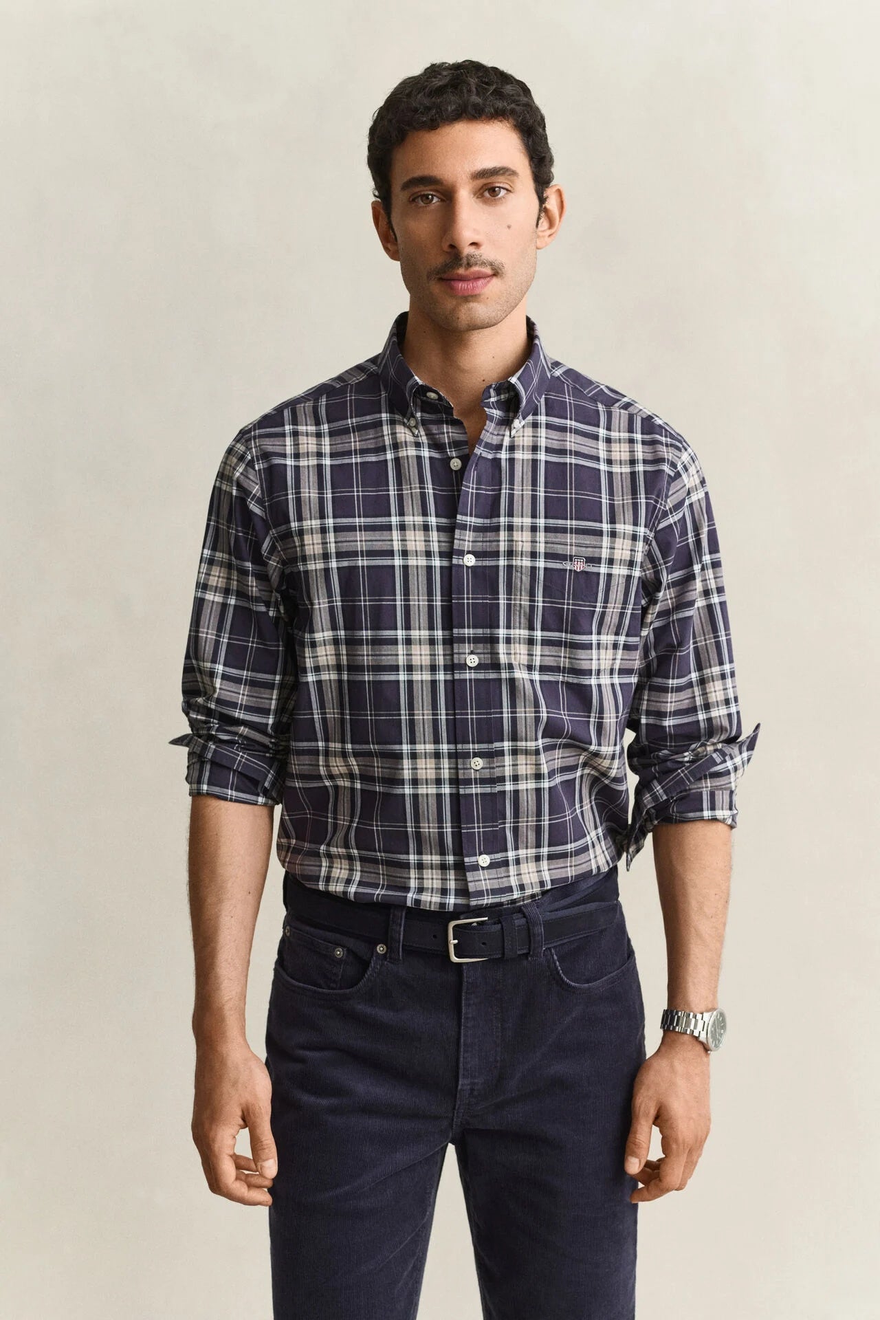 GANT Regular Fit Poplin Check Shirt – Navy