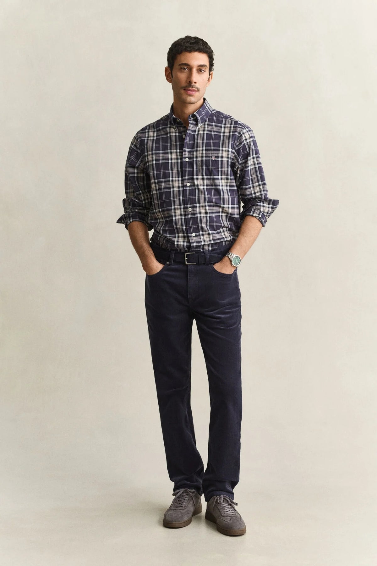 GANT Regular Fit Poplin Check Shirt – Navy